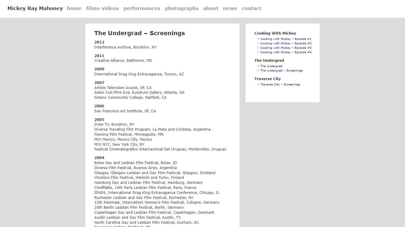 The Undergrad – Screenings | Mickey Ray Mahoney